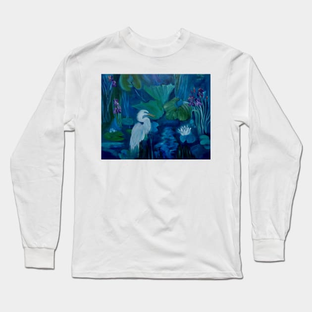 Snowy Egret Long Sleeve T-Shirt by jennyleeandjim